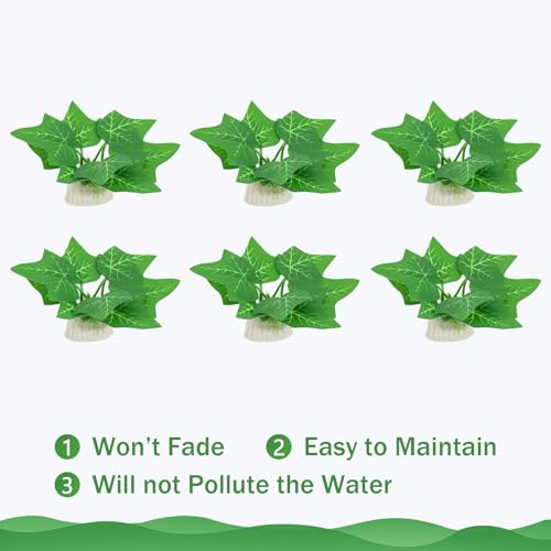 6PCS Aquarium Plants Fish Tank Decorations Small Betta Silk Plastic Plants for Aquarium Decor - color: H-6pcs Set/Green