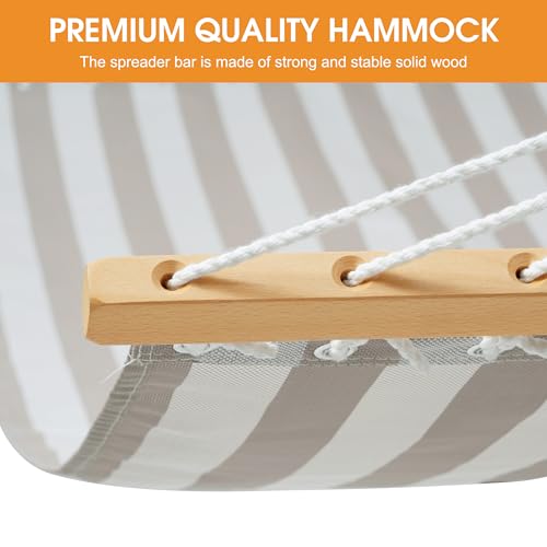Lazy Daze Hammocks Quick Dry Hammock with Spreader Bar Textliene Fabric Double 2 Person Hammock with Chains Outdoor Patio Poolside Backyard Beach 450 lbs Capacity, Beige White Stripes - color: Beige White Stripes