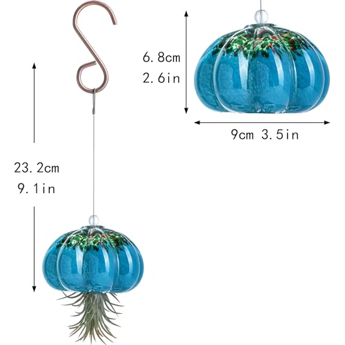 H&D HYALINE & DORA Handmade Blown Glass Hanging Jellyfish Air Planter for Live Succulent Air Plants (No Plants) - color: Jellyfish-sea Blue