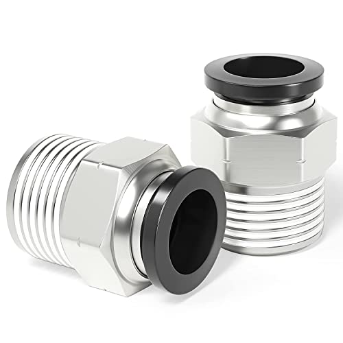 TAILONZ PNEUMATIC Male Straight 1/2 Inch Tube OD x 1/2 Inch NPT Thread Push to Connect Fittings PC-1/2-N4 (Pack of 20) - size: 1/2"OD x 1/2"NPT