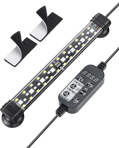 Pawfly 5 W Aquarium LED Light 8 Inch 24/7 Fish Tank Light with Full Spectrum Brilliant White Blue Red Green Lights Multi-Colored LEDs with D/N Mode Single Color Effects Timer and Adjustable Brightness - color: Basic, size: 8 Inch for 8 to 15 Inch Tank