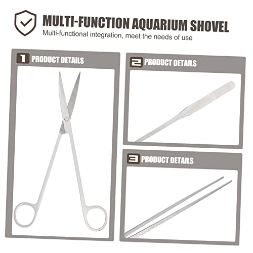 Garneck 1set Aquarium Scissor Multi-Function Aquarium Shovel Scraper for Easy Maintenance of Freshwater and Tanks for Water Plants and Gravel Cleaning