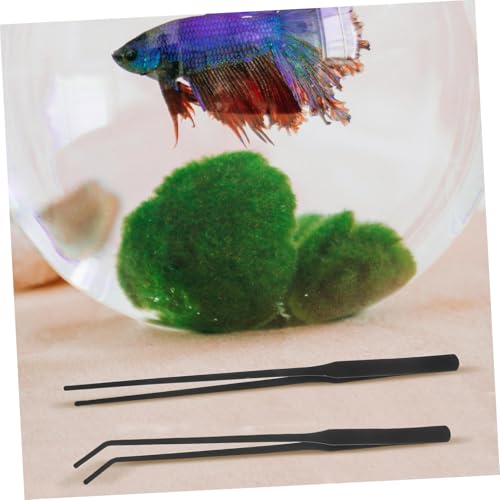 TOYANDONA 4pcs Stainless Steel Aquarium Tweezers Set 27cm Long Feeding Tongs Curved and Straight Tips for Fish Tank Planting and Aquascaping Tools