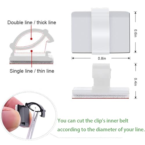 Cable Clips Self with 3M Adhesive Cord Organizer, Wire Holder Clamp Management Sticky for Desk Car Dash Cam Tables Wall, White 50pcs - color: White, size: 50 Pieces
