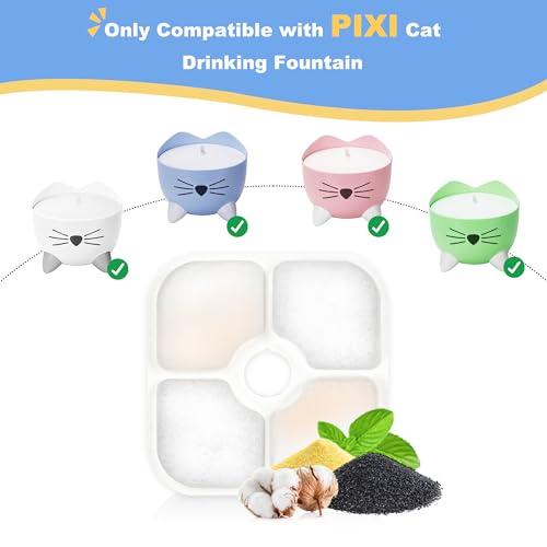 Cat Water Fountain Filter,Cat Fountain Filters for PIXI Pet Water Fountain,16 Pack Pet Fountain Filter Replacement,4 Pump Hoses - color: 16+4 Pack