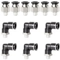 TAILONZ PNEUMATIC Elbow and Straight Combination 3/8 Inch Tube OD x 1/8 Inch NPT Thread Push to Connect Fittings PC-3/8-N1+PL-3/8-N1(Pack of 12) - size: 3/8"OD x 1/8"NPT