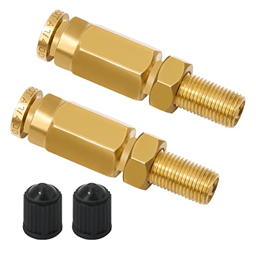 2 Packs 1/4" Air Value Inflation Schrader Valve, Schrader Valve Adapter with Push to Connect Button for 1/4" OD Air Hose Fittings for Semi Trucks Trailers - size: 1/4" OD 2PCS, style: Schrader Valve