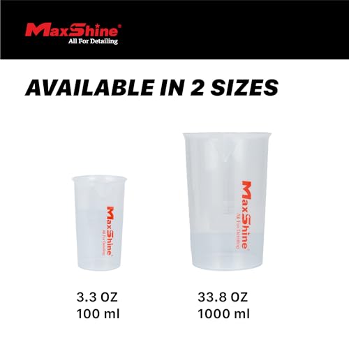 Maxshine Universal Measuring Cup 1000ml – Transparent, Chemical-Resistant Polypropylene – High-Accuracy Markings, Easy-Grip Handle – Durable & Reusable for Car Detailing Use - size: 1000ml