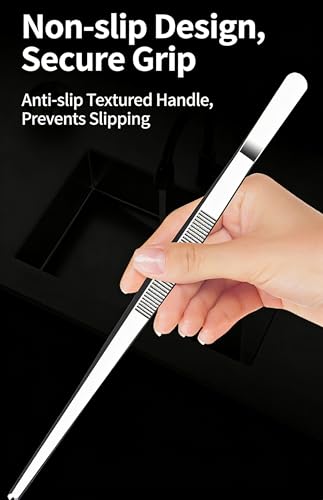 12Inch Fine-Tip Kitchen Tweezers Tongs – Extra-Long Stainless Steel Cooking Tweezers Dishwasher Safe for Grilling, Baking & Food Prep (12In Bent BBQ Tongs) - color: 12in Bent Bbq Tongs