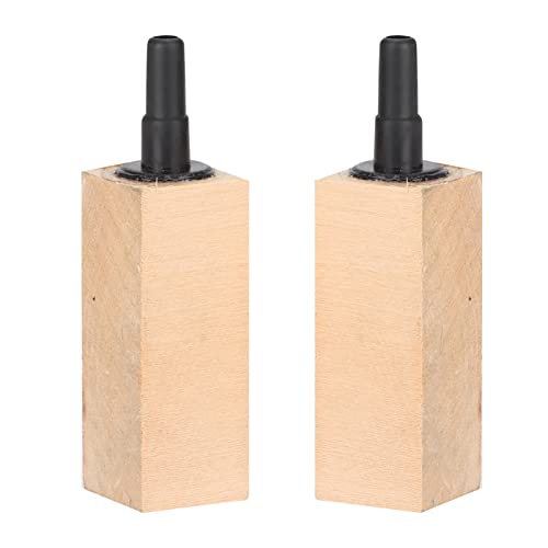 2 PCS Aquarium Wood Air Stones, Wooden Fish Tank Bubbler Stones, Air Bubble Diffuser for Pond, Hydroponic, Circulation System