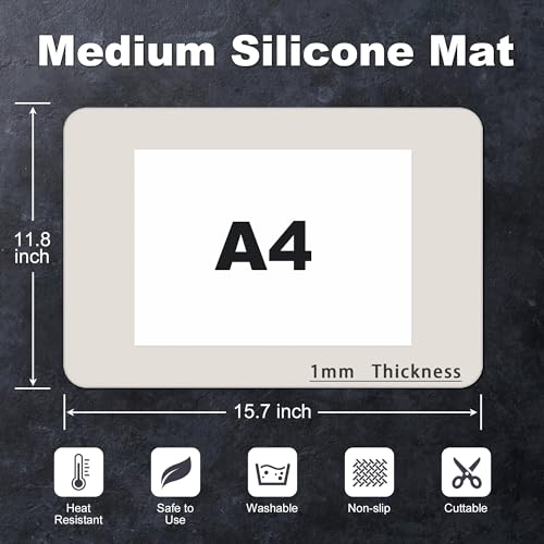 Silicone Mat for Kitchen Counter, Silicone Mat Trimable to Size (Light Grey, 15.7×11.8inch-2pcs), BPA-Free Silicone Placemat, Heat-Resistant NonSlip Table Mat for Air Fryer, Countertop Protector Mat - color: Light Grey, size: (M1 - 15.7''x 11.8‘’x 0.04'')