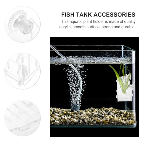 POPETPOP Aquarium Planting Cup 8.07X3.14X2.36In Clear Acrylic Fish Tank Plant Holder with Suction Cup for Aquatic Plant Growth Fish Shelter and Tank D Cor