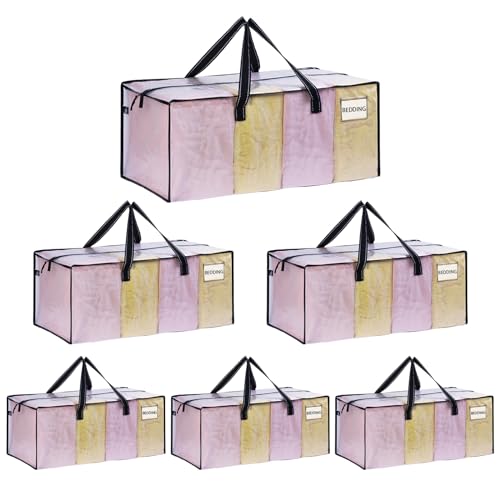 VENO 6 Pack Heavy Duty Moving Bags, Clear Packing Bags for Easy Visibility, Alternative to Moving Boxes, Storage Bins for Clothes, Blankets, Comforters, College Dorm Essentials (Clear, 6 Pack) - color: Clear, size: 6 Pack