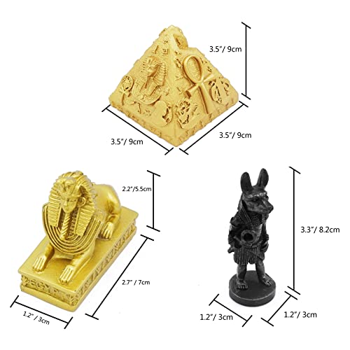 Ancient Egyptian Pyramid Anubis Sphinx Fish Tank Decor Decorations (Set of 3) Statue Sculpture Reptile Turtle Lizard Spider Tanks Terrarium Ornament Pet - color: Pyramid Anubis Sphinx