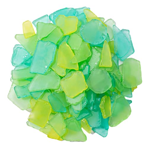 Keedolla Sea Glass for Crafts - 10 OZ Flat Frosted Seaglass Pieces Crushed for DIY Art Crafts, Vase Filler, Beach Weddings, Aquarium and Home Decor (Green, Yellow, Blue) - color: Green, Yellow, Blue, size: 10 OZ / 0.63 LB