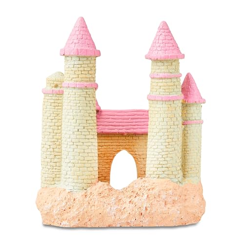 Aquarium Princess Castle Decoration - 4.09" x 3.14" x 5.03" Resin Castle Hideout, for Fish Tank and Aquarium Decoration
