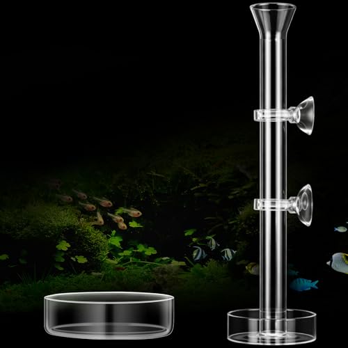 CHENGU 3 Pieces Shrimp Feeding Tube and Dish Set, 10 Inch Glass Shrimp Feeder Tube and 2 Aquarium Dish Bowl Fish Tank Feeding Supplies for Fish Tank Aquarium - size: 10" + 2 Tray