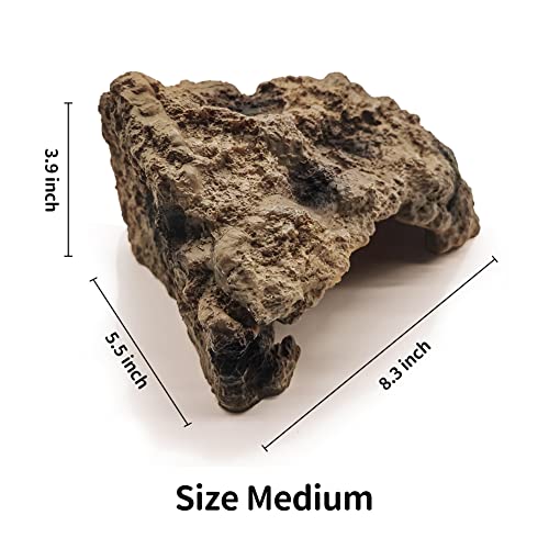 Reptile Simulation Rock Cave Hideouts Terrarium Habitat Décor Bearded Dragon Hideout for Turtles Lizards Snakes Crab (Medium)