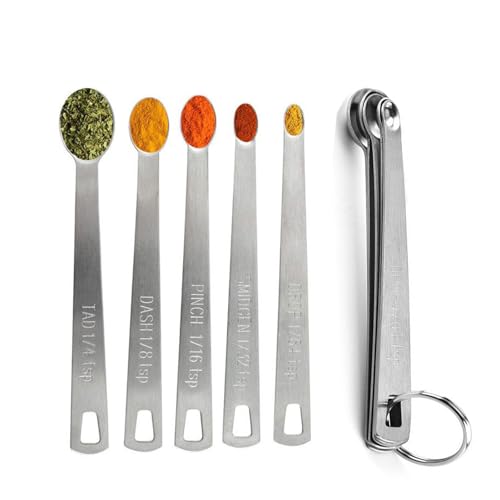 Measuring Spoons,Includ 1/4 tsp, /8 tsp,1/16 tsp,1/32 tsp,1/64 tsp | 5Pcs Measuring Spoons Set,Tablespoon and Teaspoon for Measure Liquid and Dry Ingredients,Stainless Steel measuring Cups