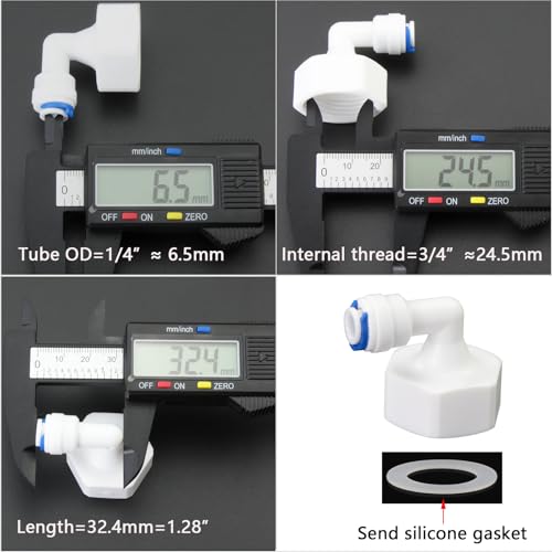 3/4"F Elbow to 1/4" Push-Fit Adapter, 3 Pcs | Plastic RO water filter hose connector for garden hoses, pre-purifiers & water purifiers. - style: 1/4” Tube to 3/4” Female Thread Elbow