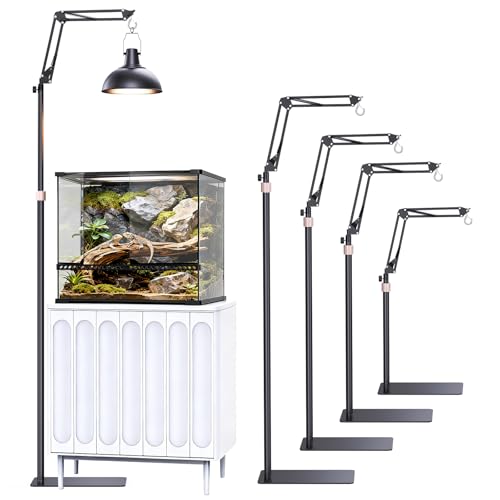 Reptile Lamp Stand Reptile Light Stand, Freely Adjustable Height (15.7inch to 74.4inch) with 360° Adjustable Swing Arm, Heat Lamp Holder for Bearded Dragon Turtles Snake and Chicks