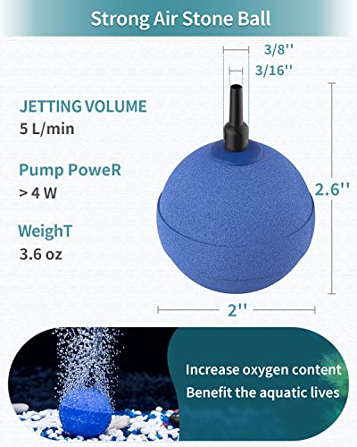 Pawfly Aquarium Air Stone Bubbler 2 Inch, Oxygen Diffuser Airstone for Air Pump Fish Tank Bucket Pond and DWC Reservoir, 8 Pack - color: 8 Pack(Blue)