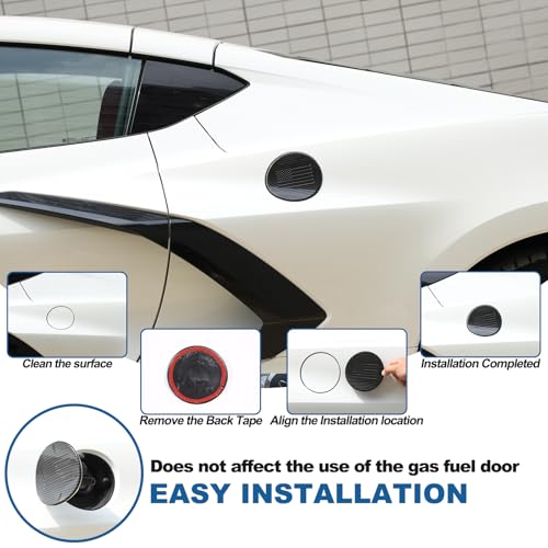 Fuel Tank Cap Trim Cover Compatible with Chevrolet Corvette C8 Stingray 2020-2024 ABS 1PCS,Gas Fuel Door Cover Trim Cap,Exterior Fuel Tank Cap Protection Trim Accessories (ABS Carbon) - color: ABS Carbon