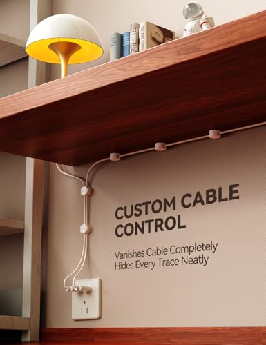 8-Pack Cord Organizer Silicone Magnetic Cable Clips [8 mm Wider Cable Accessible] Desk Wire Management, FLYLEAD Desktop Cord Holder for Nightstand, Office Workspaces Desk Organization Home Accessories - color: White