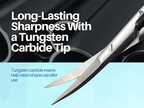 ARTMAN INSTRUMENTS Scissors 4.5 inches Curved with Tungsten Carbide Inserts| Gold Plated Handle Extra Sharp and Durable