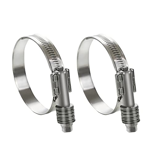 2 Pack Heavy Duty Worm Hose Clamp, Adjustable Range 1 1/4"-2 1/8" (32-54mm) 304 Stainless Steel Worm Gear Drive Hose Clamps for Water Pipe, Plumbing, Automotive and Mechanical Application - color: 2 Pcs, size: 32-54mm