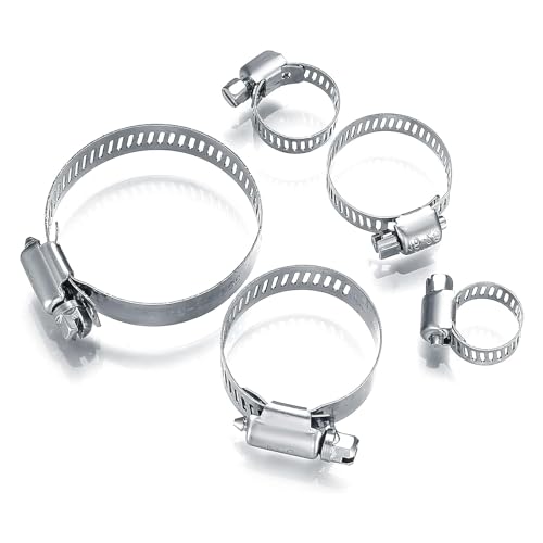 20Pcs Adjustable Stainless Steel Hose Clamps Assortment Kit, 1/4-2 in (6-51mm) Worm Gear Pipe, Fuel LineHeavy Duty for Plumbing, Washing Machine, Mechanical，Garden and Automotive Hose Connections - size: 20 pcs (1/4'' - 2'')
