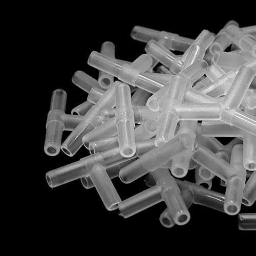 100PCS Aquarium Air Line Connectors, Plastic Valve Fittings, Inline Straight and T Joints for Fish Tank Pump Tubing - size: Straight and T Type