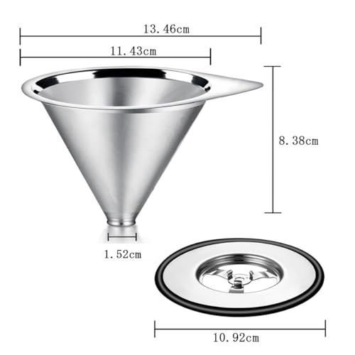 LHS Pour Over Coffee Dripper Stainless Steel Coffee Filter Metal Cone Filter Paperless Reusable Coffee Filter Single Cup Coffee Maker 1-2 Cup With Non-slip Cup Stand and Cleaning Brush - color: single mesh 1-2 cups Silver
