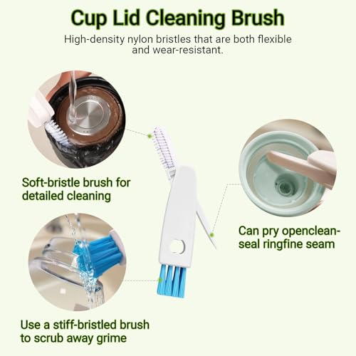 4-in-1 Bottle Brush, 16 Inches Stainless Steel Bottle Cleaner Brush with Long Handle Narrow Neck Bottle Brush, Straw Brush & Lid Brushe for Cleaning Wine Glasses,Coffee Mugs,Tumblers,Wine Decanters - color: Blue-4
