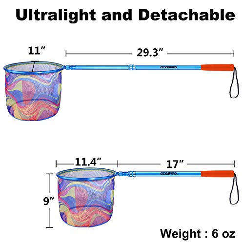 Kids Fishing Net - Telescoping Bait, Minnow, and Butterfly Net With 11.4" Depth, Handle Extends to 30" for Easy Catch and Release - color: Blue 2pack