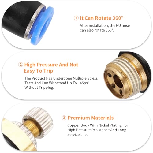 5Pcs Push to Connect Air Flow Control Valve, Blue 5/16in Tube OD x 1/2" Male Thread 90 Degree Elbow Speed Control Valve Pneumatic Connector Quick Fittings - size: Male Thread G1/2 x Blue (5pcs)