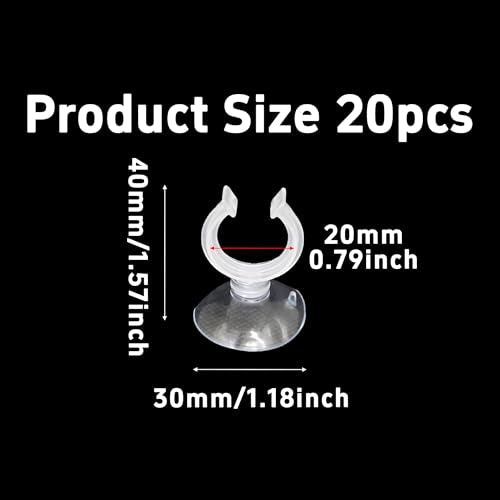 20PCS 20mm Aquarium Suction Cup Clips, Clear Airline Tube Holders for Fish Tank Air Hose, Clamps for Aeration Tubing Setup and Organization - size: 20mm