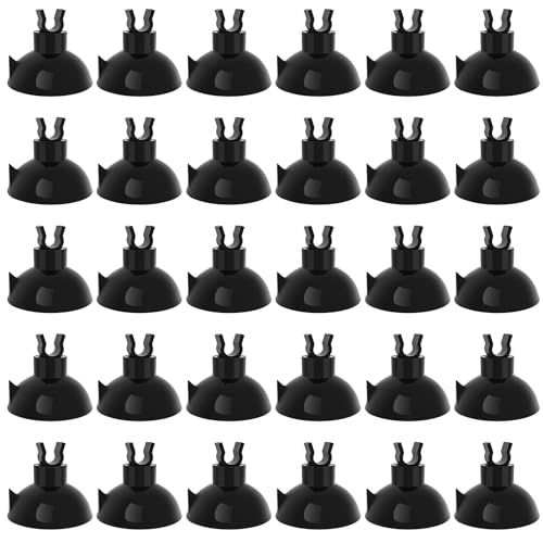 Pawfly Aquarium Suction Cup Clips for Standard 3/16" ID Airline Tubing Black Air Hose Holder Clamp Accessories for Fish Tank Aeration Setup, 30 Pack - color: Black