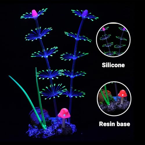 Soft Silicone long Coral Decor with Dynamic Swaying Motion, Weighted Base Aquarium Ornament for Lifelike Reef Aesthetic in Freshwater Saltwater Fish Tank, Safe Shelter for Invertebrates (Green) - color: Green