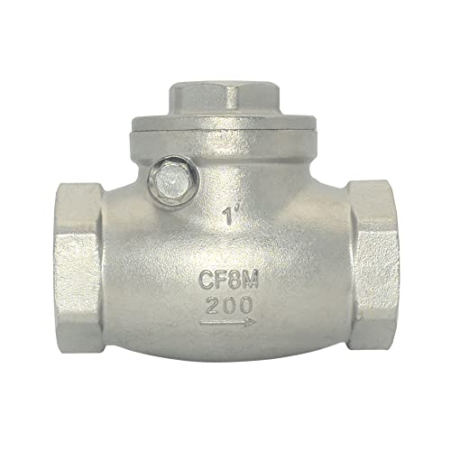 1" Stainless Steel SS316 Swing Check Valve,NPT Female x Female Thread,WOG 200 PSI PN16 CF8M - size: 1 Inch