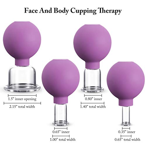 BBTO 4 Pieces Glass Cupping Set Glass Silicone Cupping Cups Massage Vacuum Suction Cupping Cups for Body Face Leg Arm Back Shoulder Muscle and Joint Pain (Purple) - color: Purple