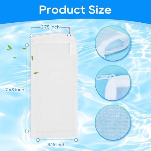 15PCS Media Bags for Aquarium, Extra Fine Mesh Bag Reusable Nylon Net Aquarium Filter Bags with Plastic Zipper for Extra Fine Resins Filter, 3.1 x 7.9 Inch - color: Extra Fine, White 15Pack, size: 7.9 x 3.1 Inch