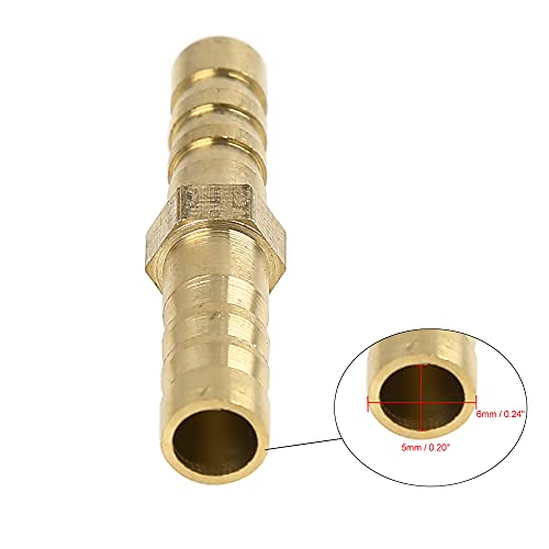 X AUTOHAUX 6mm Brass Barb Hose Fitting Straight Union Connector for Air Water Gas Oil 5pcs - size: 6mm