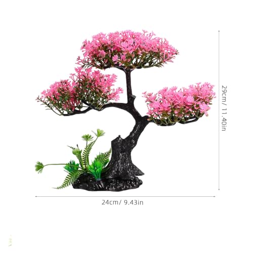 Didiseaon Aquarium Decor Artificial Plants Tree Set 11.4 Inch Plastic Plants for 10-55 Gallon Fish Tank Decoration Pink Simulation Aquarium Tree Betta Fish Bowl Ornaments Home Office Decor