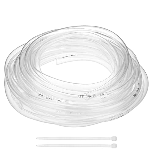 M METERXITY Vinyl Tubing 8mm ID x 10mm OD 30ft Flexible Plastic Tube with 2 Hose Ties, Lightweight Hybrid PVC Hose for Water Gardening/Airline/Aquarium Tubing [Clear] - size: 8mm ID x 30ft