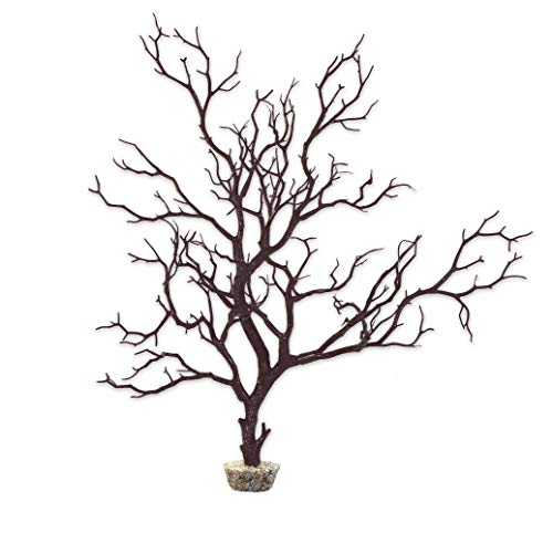 CURRENT USA Dark River Brown Manzanita Branch 22-inch Tall with Weighted Base | Tree Branches Molded Aquarium Decor Decoration Fake Artificial Fish Tank Ornament for Freshwater or Saltwater (7394) - color: Dark River Brown