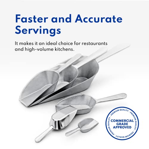New Star Foodservice One-Piece Cast Aluminum Flat Bottom Bar Ice Flour Utility Scoop, 2-Ounce, Silver - size: 2-Ounce