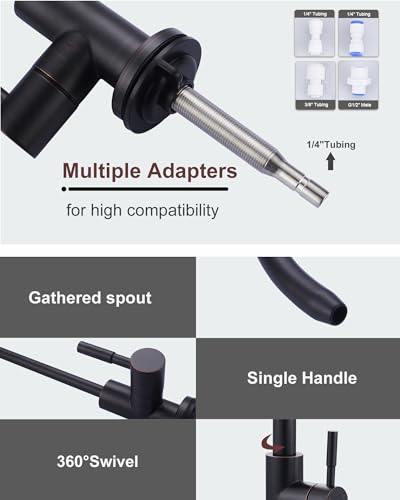 Kitchen Faucet and Water Filter Faucet Combo, WOWOW Stainless Steel Kitchen Sink Faucet with Drinking Water Faucet for Reverse Osmosis or Water Filtration System, Oil-Rubbed Bronze - color: C: Oil Rubbed Bronze, style: Kitchen Faucet & Filter Faucet
