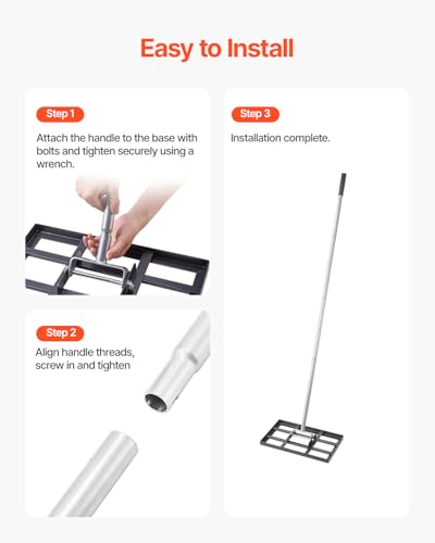 VEVOR Lawn Leveling Rake, Lawn Leveler with 78 in Handle, 17x10 in Ground Plate, Rust-Resistant Carbon Steel Soil Leveler, 5 Heights Adjustable, Effort Saving Lawn Leveling Tool for Yard Golf Court - size: 17"x10", style: Classic: Carbon Steel