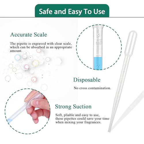 moveland 3ml Disposable Plastic Dropper Pipettes, Calibrated Dropper Suitable for Science Laboratory, DIY Art (15) - size: 3 ML